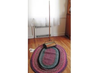 Vintage Wagner Komb-Kleaned Minerva Carpet Sweeper And Braided Rag Rug