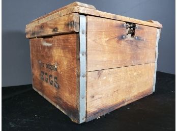 Antique Wood Egg Crate Hinged Box - Holds 10 Dozen Eggs