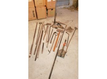 Vintage Lot Pry Bars, Hand Tools, Tampers And More