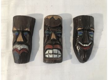 3 Hawaiian Masks Wall Plaques