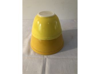 2 Yellow Pyrex Bowls