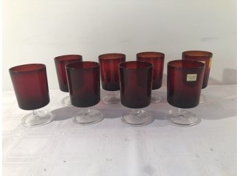 8 Ruby Red Luminar  Wine Glasses