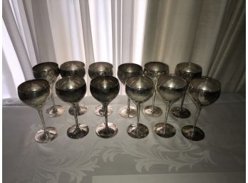 12 Silver Plate Wine Glasses