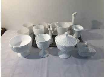 15 Piece Milk Glass Lot