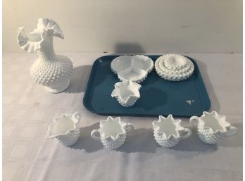 Lot Of 10 Hobnail Milk Glass