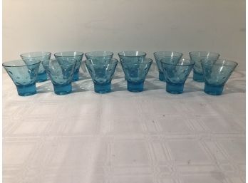 12 Hazel Atlas Capri Dots Turquoise Whiskey Glasses