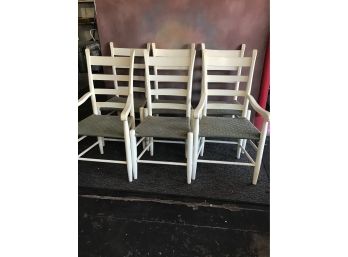 6 White Solid Wood Farm Chairs