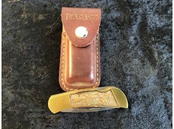 Bear Mgc Pocket Knive With Leather Case