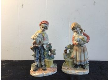 2 Porcelain Girl And Boy Figurines