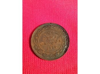 1916 One Cent Canada Coin