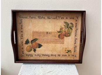 Decorative Handled Fruit Tray With French Inscriptions