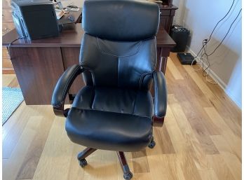 Lazboy Bonded Leather Task Chair With Mahogany Frame