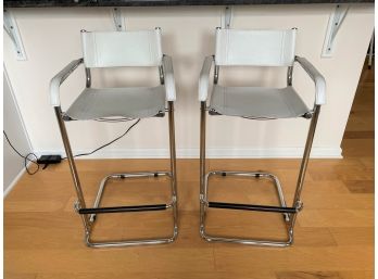 Pair Of C-Shape Director Chair Style Stools (possible Leather) (COUNTER OR BAR)