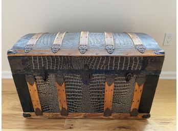 Antique Embossed Alligator Dome Top Trunk