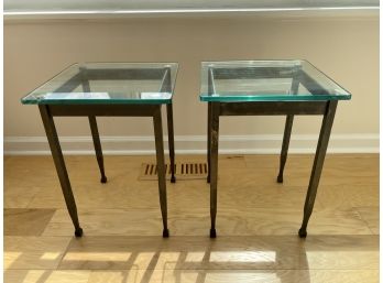 Pair Of Charleston Forge Glass Top Side Stands