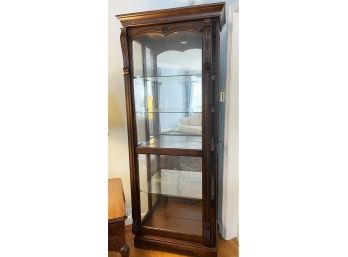 Sliding Door Lighted Curio Cabinet With Key