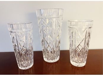 Waterford Crystal Set Of 3 Matching Vases (Tallest 10-inches)