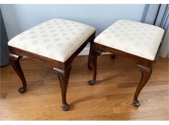 Drexel Off White Upholstered Stools (Pair)