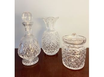 Waterford Crystal Pineapple Vase, Decanter And Ice Bucket With Lid