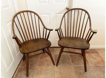 Pair Of Armed Round Back Chairs