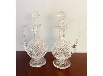 Waterford Crystal Limited Made In Ireland Decanters With Handles (Pair)