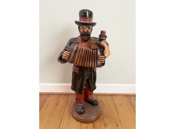 Music Man With Accordion And Monkey Statue