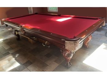 Gandy Pool Table Red With Pool Stick Wall Holder