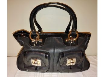 B. Makowsky Black Leather Handbag