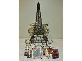 Metal Wire Eiffel Tower Tea Light Candle Holder & Coasters