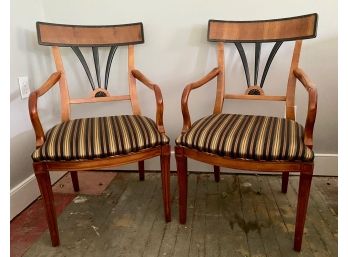 Pair Of Biedermeier Style Dining Arm Chairs