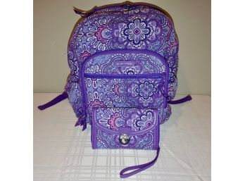 Vera Bradley Lilac Tapestry Backpack & Wallet