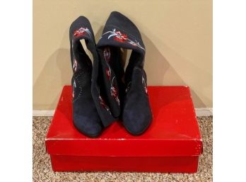 Carlos Santana Navy Alexia High Embroidered Boots