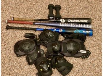 Sports Equipment - Baseball Bats, Knee & Elbow Pads, Weights,