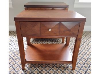 Pair Of Cherry Stain One Drawer Bedside Tables