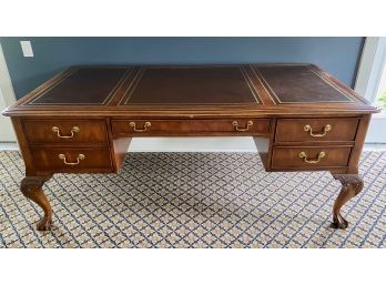 Rare 72' Sligh Leather Topped Chippendale Style Executive Desk