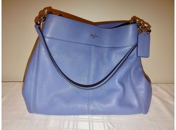 Blue Leather Coach Handbag, N2A1957-528997