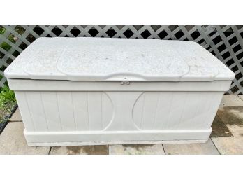 White Molded Plastic Outdoor Storage Chest