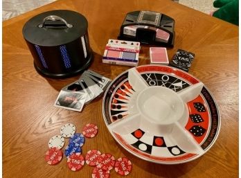 Poker Game Night Lot - Chips, Cards, Shuffler, Etc.