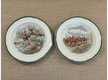 Pair Of Spode Equestrian Plates - The Hunt