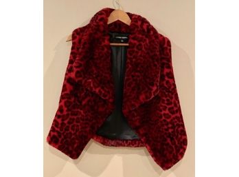 Catherine Malandrino Faux Red Leopard Fur Vest