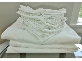 Williams Sonoma White Cotton Tablecloths (2) & Napkins (29)