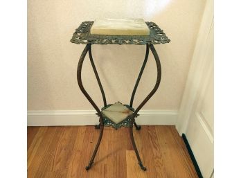 Victorian Brass And Onyx Plant Stand