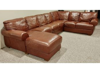 Brown Leather Divani Sectional Sofa (3 Piece)