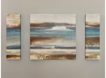 Printed Canvas Triptych Landscape In Blues & Browns