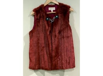 Michael Kors Red Dyed Faux Fur Vest