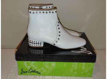 Sam Edelman White Leather Boots, Size 6.5