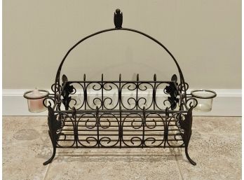 Metal Wire Towel Basket With Side Votive Holders