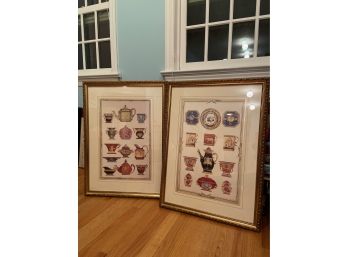 A Pair Of Framed Prints Of Neoclassical Tea Service