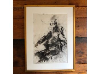 Framed Charcoal On Paper - Signed