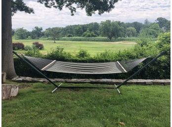 Striped Cotton Hatteras Hammock On Stand